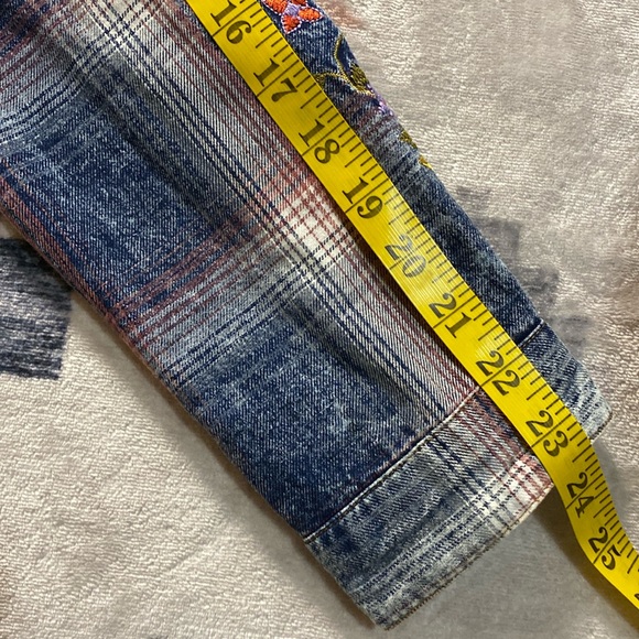 Aratta Silent Journey Womens Plaid Shirt Unique back Design size M Anthropology - Picture 15 of 16